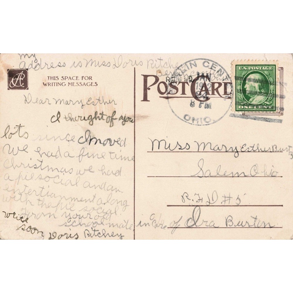 Antique Blue Cornflower Poem Postcard 1912 Berlin Center OH Divided Back Posted - Picture 2 of 2